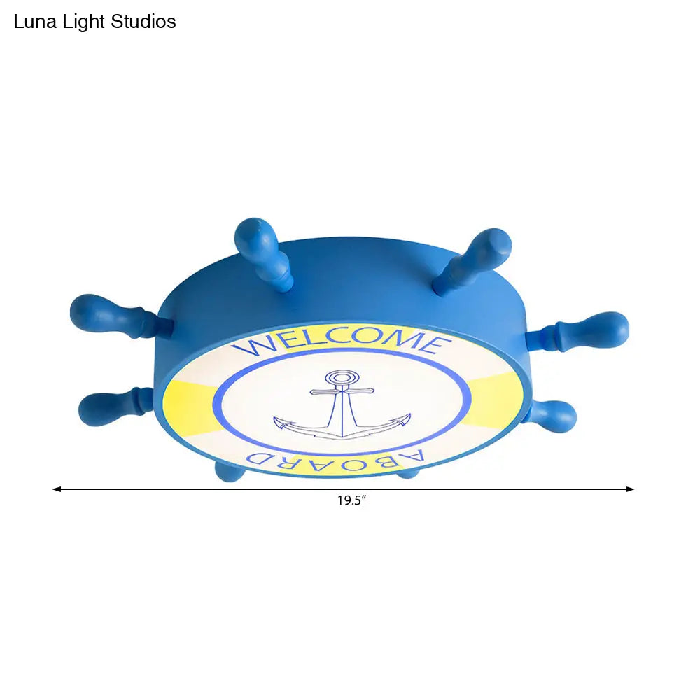 Kid Bedroom Ceiling Light: Acrylic Seaside Flush Mount In Blue