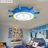 Kid Bedroom Ceiling Light: Acrylic Seaside Flush Mount In Blue