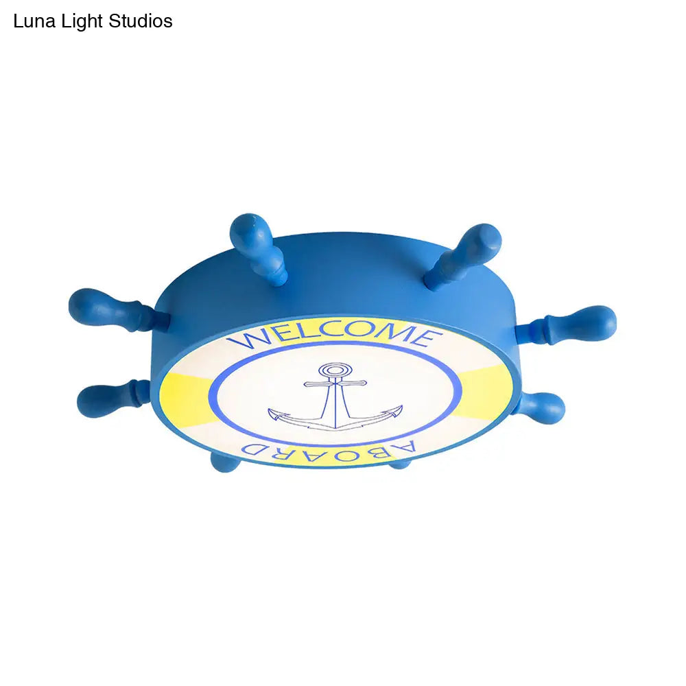 Kid Bedroom Ceiling Light: Acrylic Seaside Flush Mount In Blue