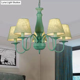 Kid Bedroom Green Macaron Loft Chandelier: Fabric Coolie Shade Pendant Light