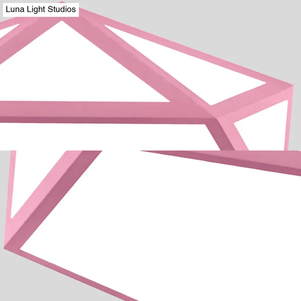 Kid Bedroom Macaron Acrylic Pentagon Ceiling Light With Metal Guard - Space - Saving Loft Mount