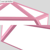 Kid Bedroom Macaron Acrylic Pentagon Ceiling Light With Metal Guard - Space - Saving Loft Mount