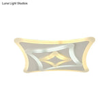 Kid Bedroom White Curved Ceiling Mount Acrylic Lamp - Contemporary Square Design