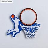 Kiddie Cartoon Blue Led Wall Lamp - Round Shade Plastic Light Fixture For Kindergarten