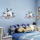 Kiddie Cartoon Blue Led Wall Lamp - Round Shade Plastic Light Fixture For Kindergarten / E