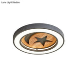 Kid’s Acrylic Modern Led Ceiling Lamp – Slim Circle Design With Star Pattern Ideal For Bedroom