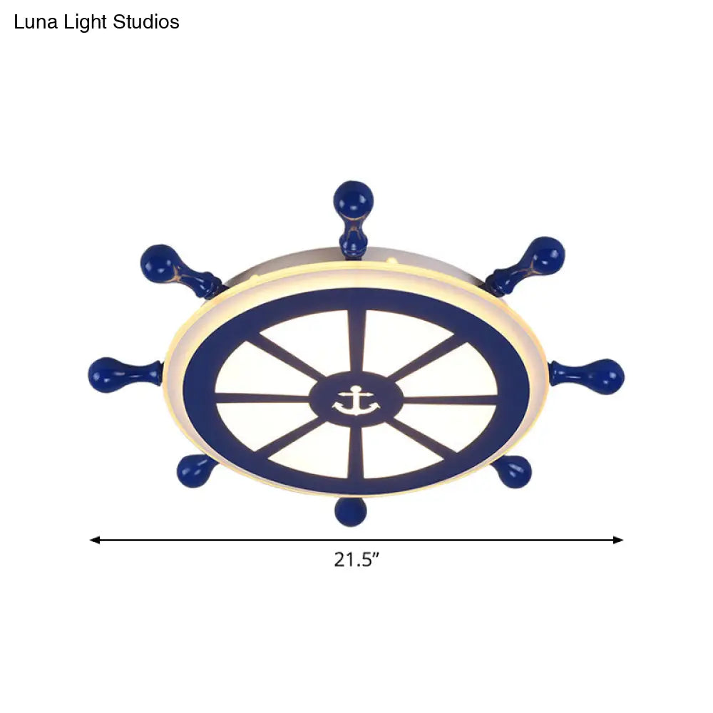 Kids Acrylic Rudder Ceiling Light 21.5’/25.5’ Wide Led Blue Flush Mount - Warm/White Lighting
