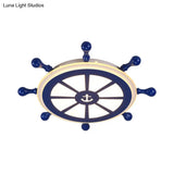 Kids Acrylic Rudder Ceiling Light 21.5’/25.5’ Wide Led Blue Flush Mount - Warm/White Lighting