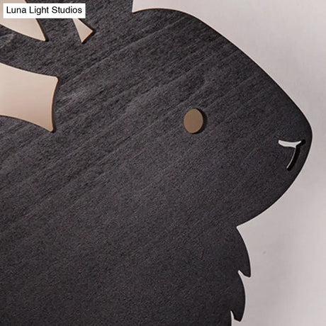 Kids Animal Wood Led Sconce Light - Eye-Caring Modern Wall For Bedroom Or Stairway