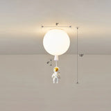 Kids Astronaut And Balloon Ceiling Light White 1-Bulb Flush Mount With Acrylic Shade