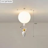 Kids Astronaut And Balloon Ceiling Light – White 1 - Bulb Flush Mount With Acrylic Shade