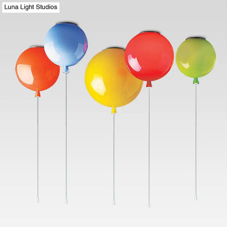 Kids Balloon Plastic Ceiling Light With Semi Mount And 1 - Light Fixture