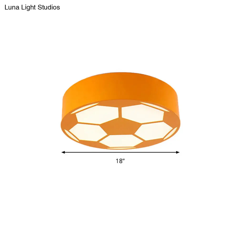 Kid’s Bedroom Acrylic Flat Football Ceiling Mount Light - Sports Theme Lamp
