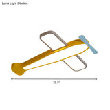 Kid’s Bedroom Cartoon Acrylic Led Ceiling Lamp - Yellow Propeller Plane Design