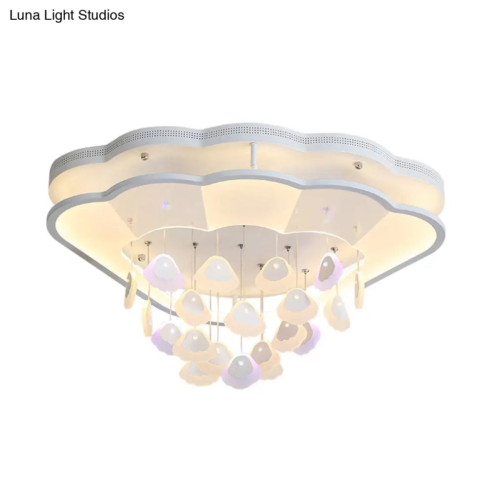 Kid’s Bedroom Ceiling Lamp: Modern Shell Shape White Acrylic Led Flush Light
