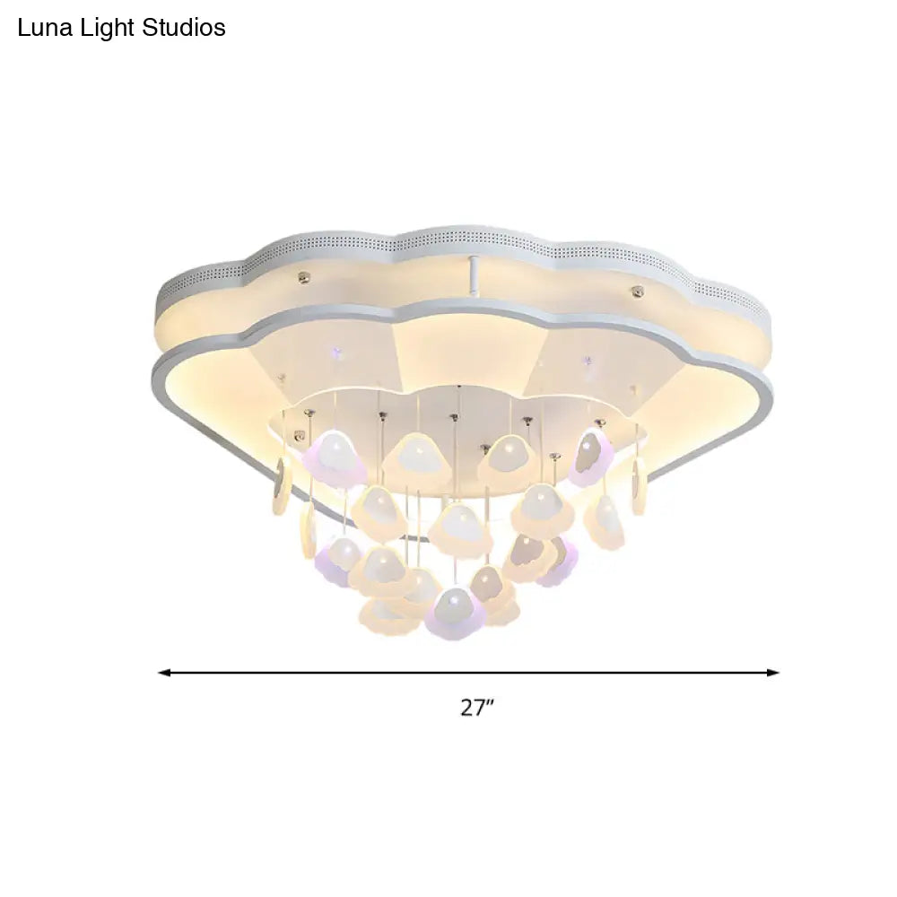 Kid’s Bedroom Ceiling Lamp: Modern Shell Shape White Acrylic Led Flush Light