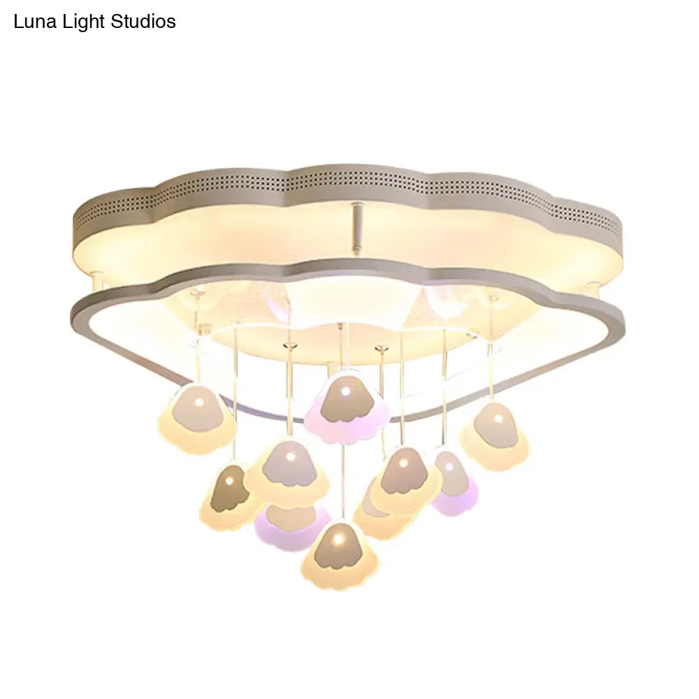 Kid’s Bedroom Ceiling Lamp: Modern Shell Shape White Acrylic Led Flush Light