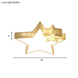 Kids’ Bedroom Ceiling Light With Etched Metal Acrylic Design And White Led Lamp
