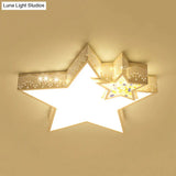 Kids’ Bedroom Ceiling Light With Etched Metal Acrylic Design And White Led Lamp