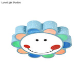 Kids’ Bedroom & Hallway Smiling Flower Flush Ceiling Light - Lovely Acrylic Fixture