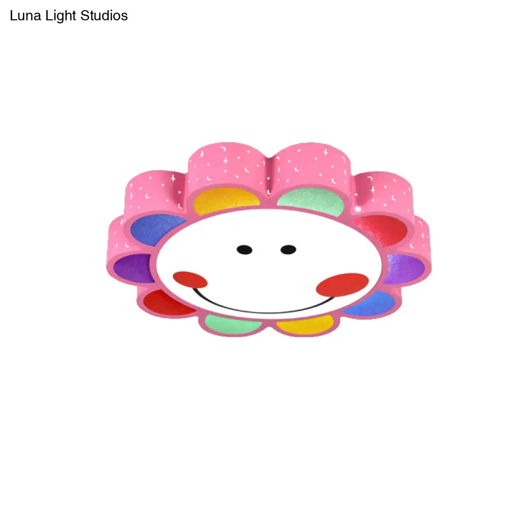 Kids’ Bedroom & Hallway Smiling Flower Flush Ceiling Light - Lovely Acrylic Fixture