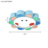 Kids’ Bedroom & Hallway Smiling Flower Flush Ceiling Light - Lovely Acrylic Fixture