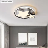 Kids Bedroom Led Star Ceiling Light In Black And White Acrylic Flush Mount Black-White / 18 Third