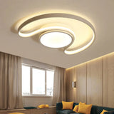 Kids Bedroom Simplistic Sun & Moon Led Ceiling Light - White Flushmount Style