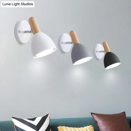 Kids Bell Shaped Sconce Wall Lamp With Pivot Joint - Metal 1-Bulb Bedroom Reading