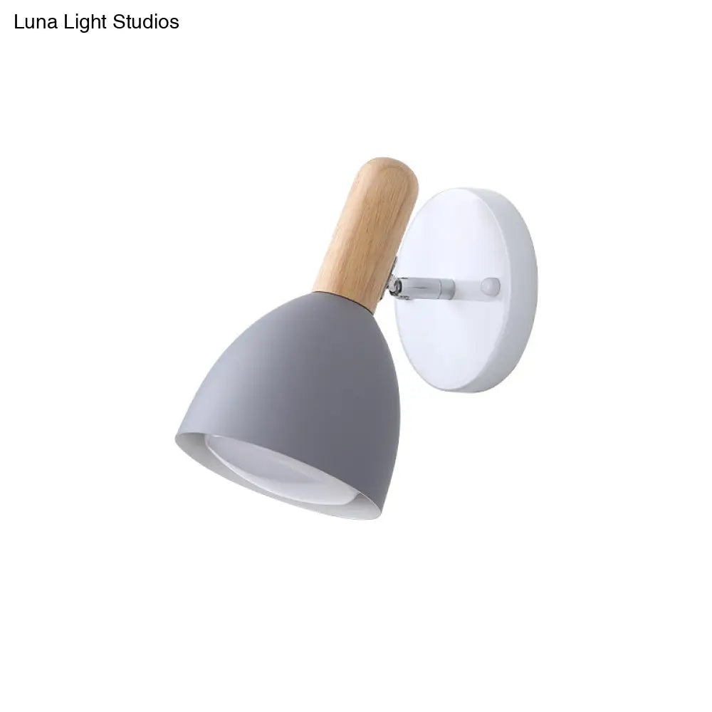 Kids Bell Shaped Sconce Wall Lamp With Pivot Joint - Metal 1-Bulb Bedroom Reading