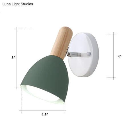 Kids Bell Shaped Sconce Wall Lamp With Pivot Joint - Metal 1-Bulb Bedroom Reading