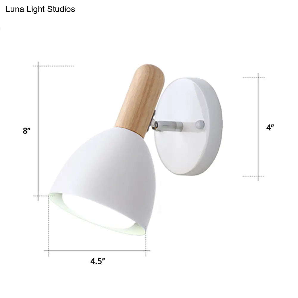Kids Bell Shaped Sconce Wall Lamp With Pivot Joint - Metal 1-Bulb Bedroom Reading