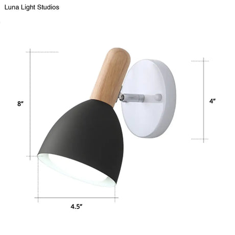 Kids Bell Shaped Sconce Wall Lamp With Pivot Joint - Metal 1-Bulb Bedroom Reading