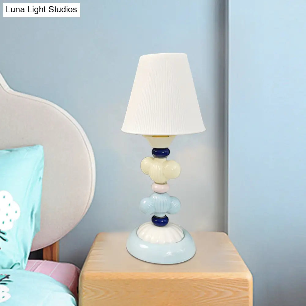 Kids Book Light - Fabric Conical Table Lamp With Ceramic Base (White)