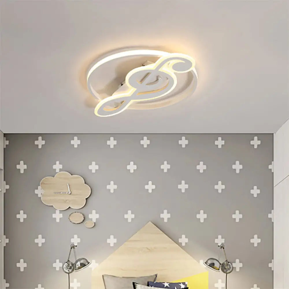 Kid’s Candy Colored Musical Note Ceiling Mount Light - Macaron Loft Acrylic Led Flush White / Warm