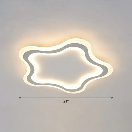 Kids’ Cartoon Acrylic Led Flushmount Ceiling Light With White Pentacle Design / 21’ Warm