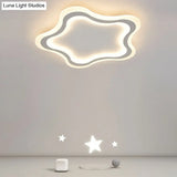 Kids’ Cartoon Acrylic Led Flushmount Ceiling Light With White Pentacle Design