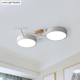 Kids Cartoon Bicycle Led Ceiling Lamp - Grey/White/Green Warm/White Light Semi Flush Mount For