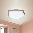 Kids’ Cartoon Cat Led Flush Mount Light Fixture For Pink/Blue Bedroom Décor Pink