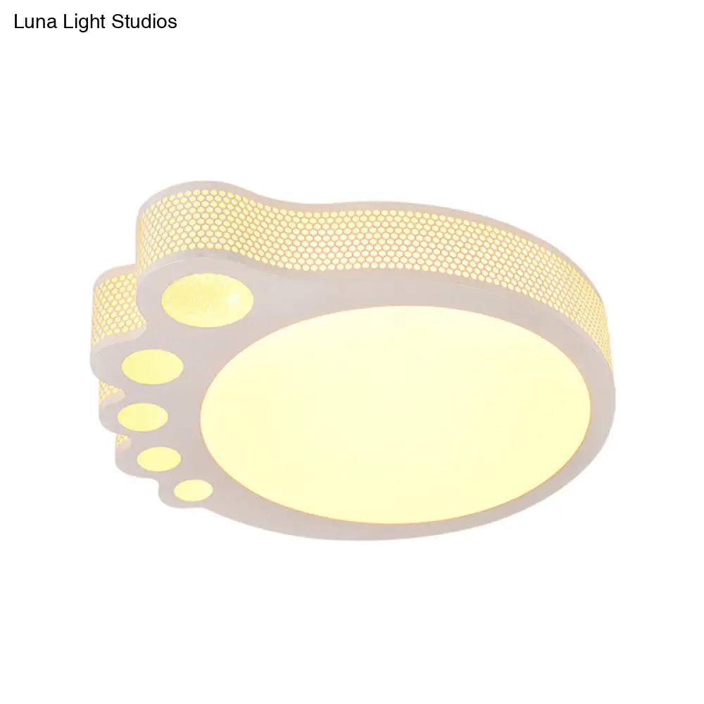Kid’s Cartoon Ceiling Light - White Acrylic Flush Mount Foot Shaped Design