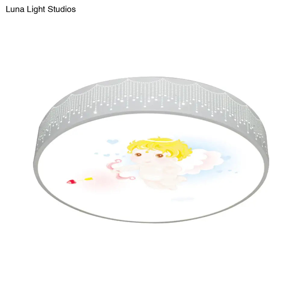 Kid’s Cartoon Circle Ceiling Light - Flush Acrylic Fixture