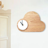 Kids Cartoon Cloud Led Wood Flush Mount Wall Sconce Light With Clock - Black/White Warm/White White