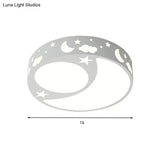 Kid’s Cartoon Led Ceiling Light With Moon Acrylic Fixture - Perfect For Bedrooms
