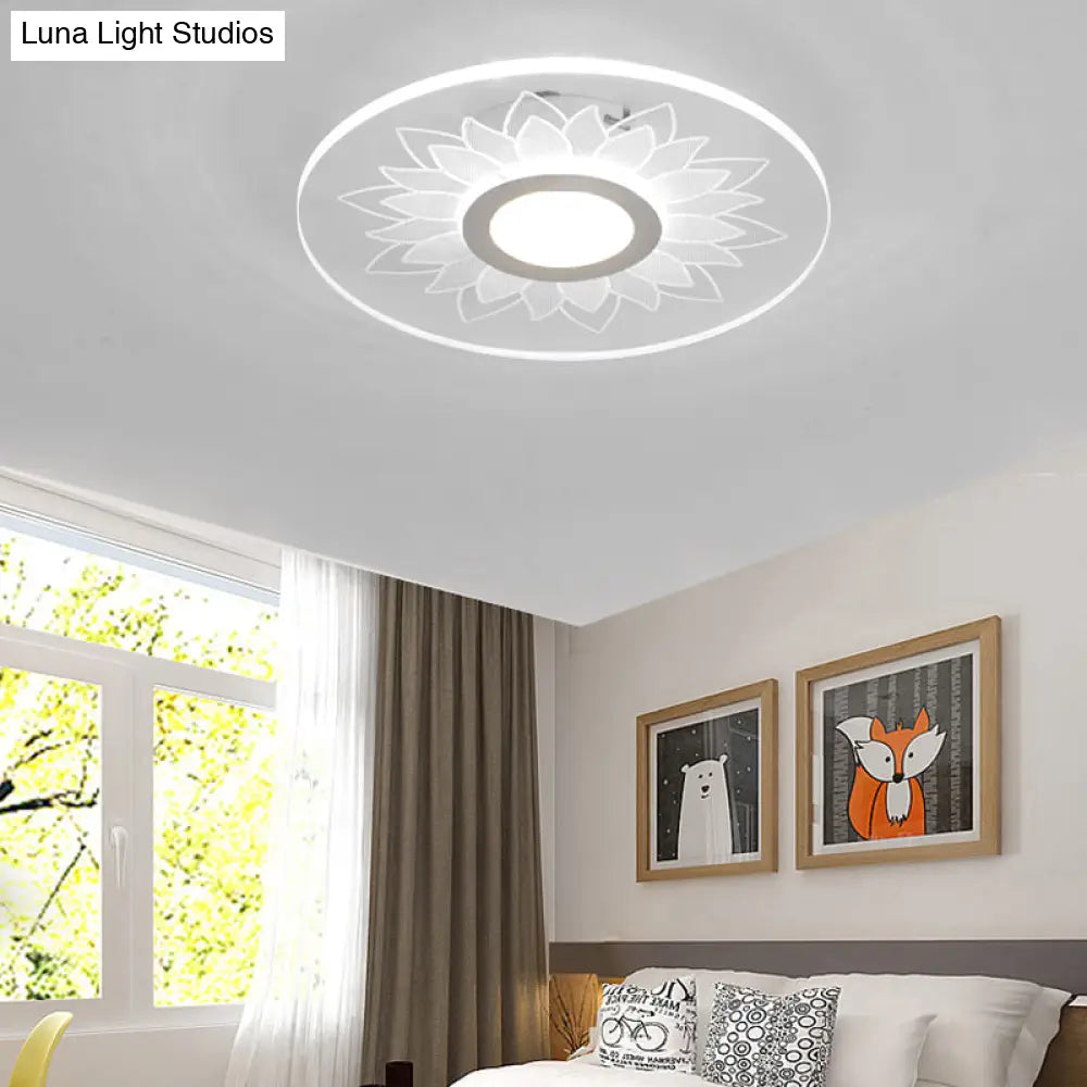 Kid’s Cartoon Led White Ceiling Lamp With Acrylic Flower Design
