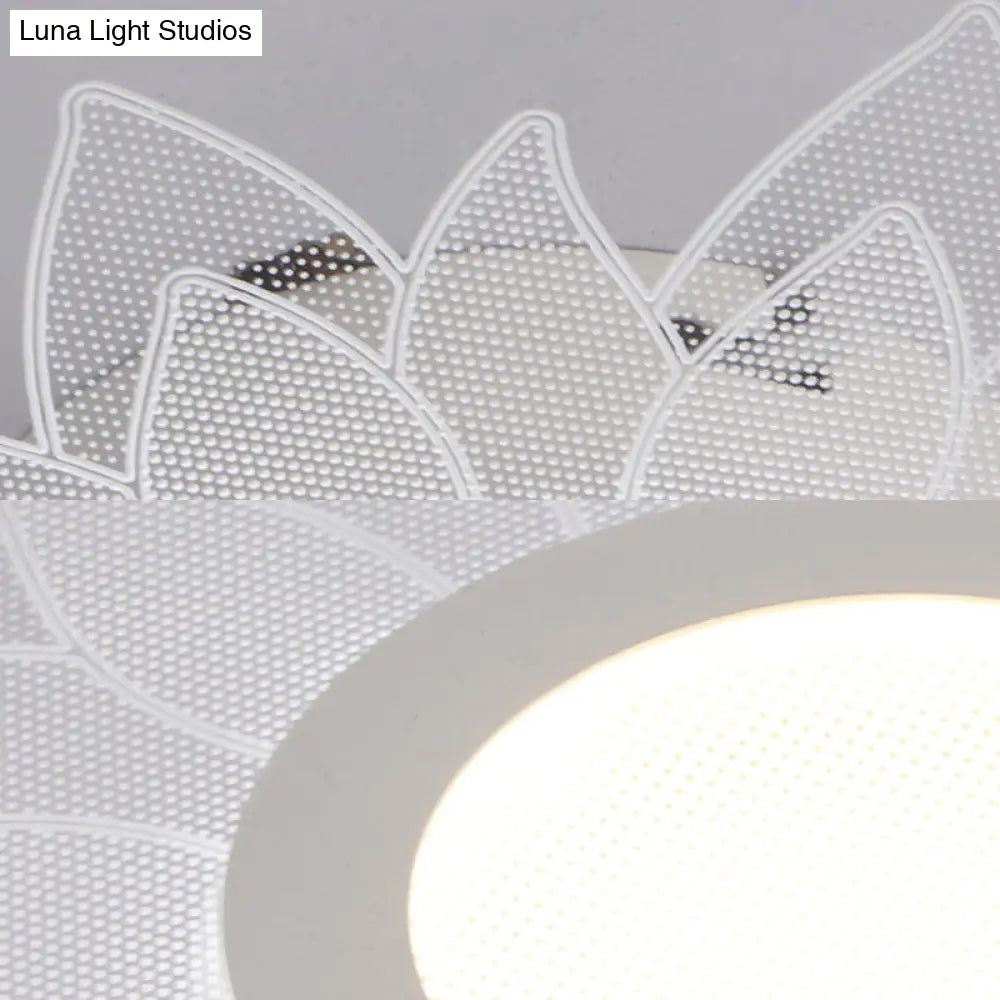 Kid’s Cartoon Led White Ceiling Lamp With Acrylic Flower Design