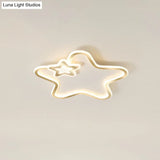 Kids Cartoon Star Led Ceiling Light Fixture - Acrylic Flushmount For Bedroom Gold / White