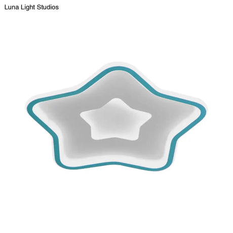 Kids’ Cartoon Star Led Ceiling Light In Pink/Blue - Flush Mount Design