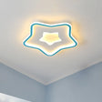 Kids’ Cartoon Star Led Ceiling Light In Pink/Blue - Flush Mount Design Blue