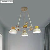 Kids Domed Pendant Chandelier: Metal 3/6-Light Suspension Lighting With Deer/Horse Decor In