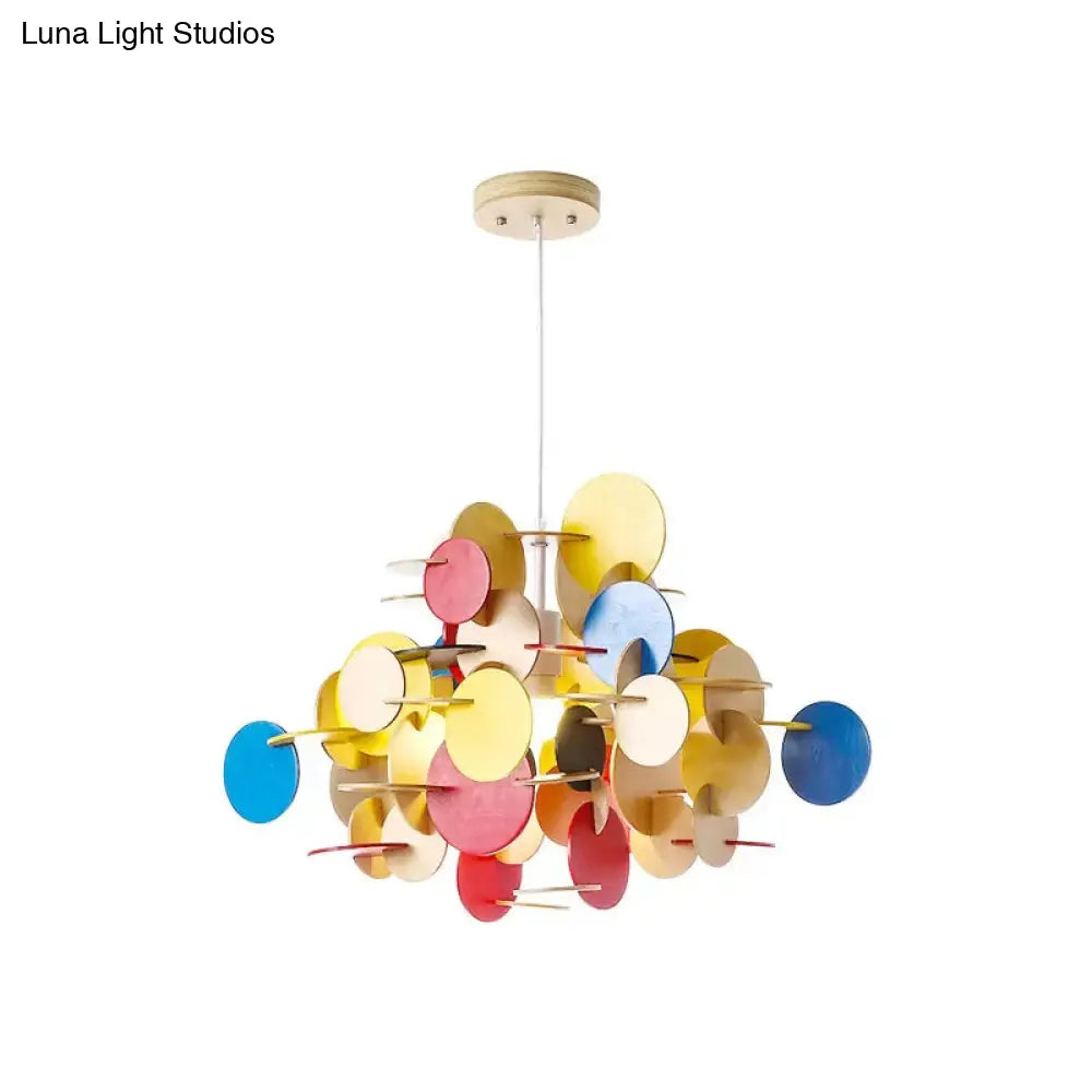 Kids Dot Decor Chandelier:woody Hanging Light For Dining & Nursing Room